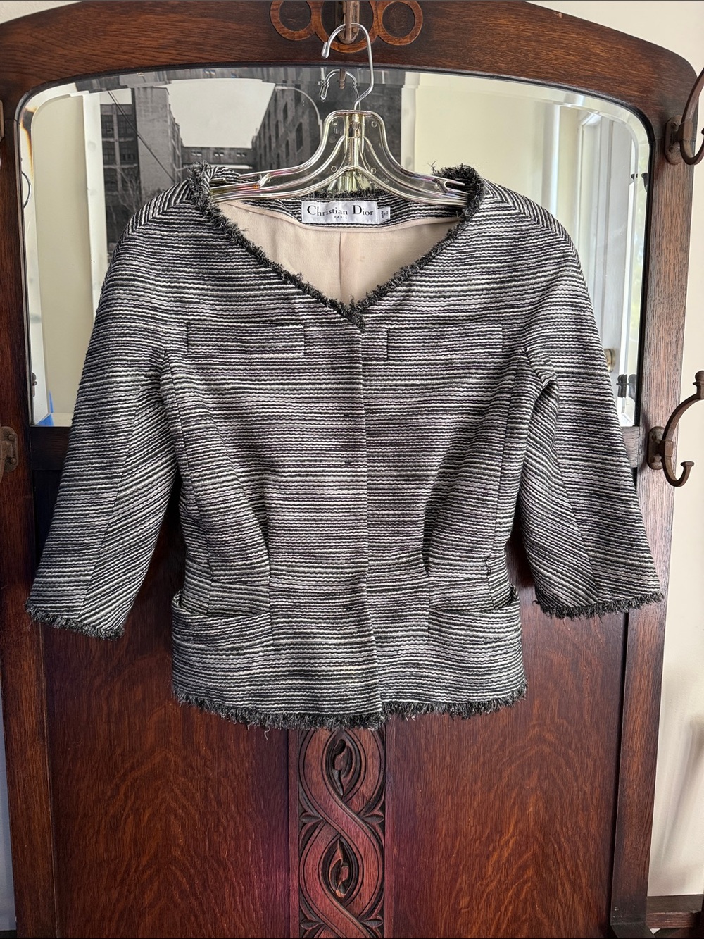 Christian Dior Paris Black and White Striped Blazer size 4